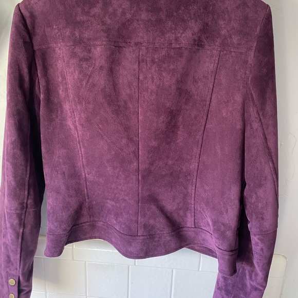 Calvin Klein Women's vegan Suede Plum Leather Jacket - Picture 3 of 7